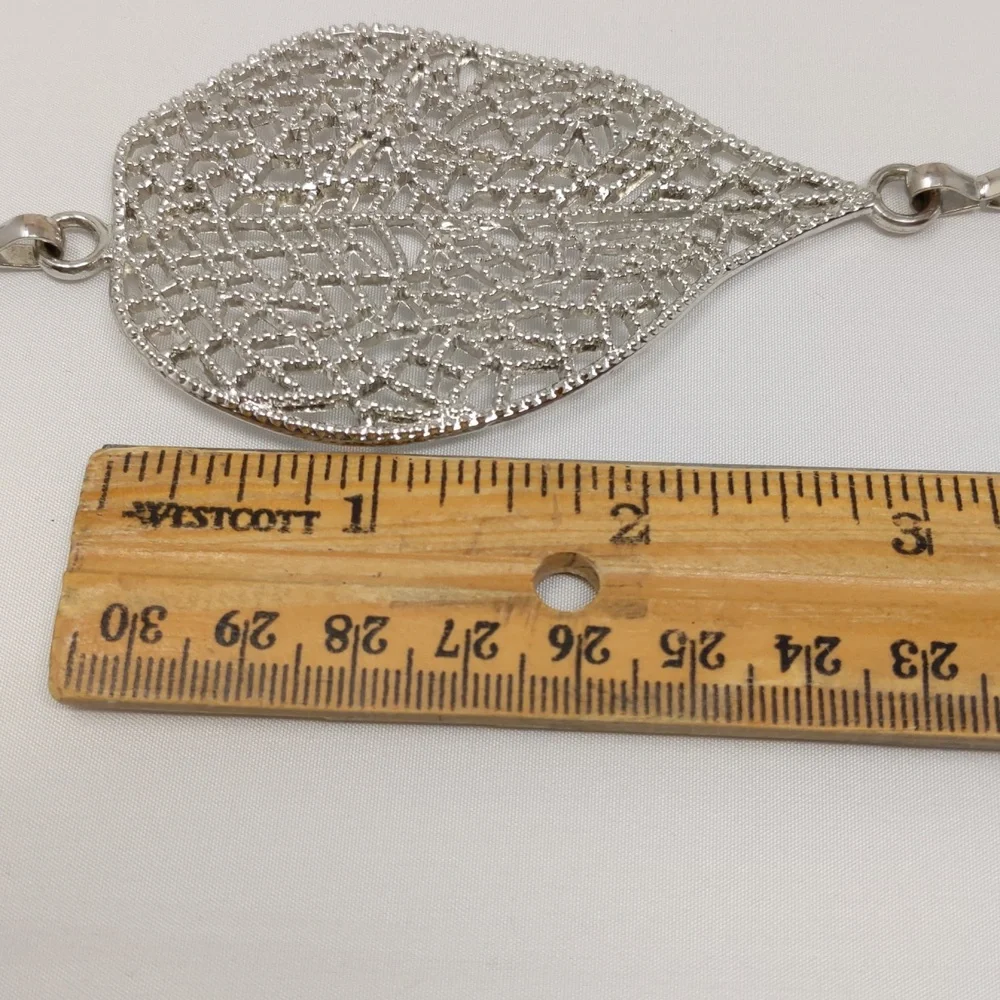 Women's Silver Tone Leaf Chain Belt